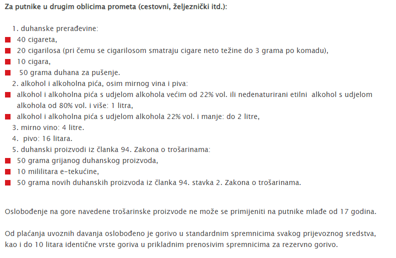 Što mogu unijeti preko granice u Hrvatsku?